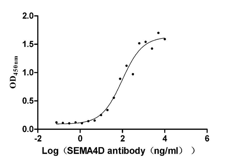 The Binding Activity of Human SEMA4D with Anti-SEMA4D recombinant antibody | Activity: Measured by its binding ability in a functional ELISA. Immobilized Human SEMA4D (the antibody at 2 μg/mL can bind Anti- SEMA4D recombinant antibody, the EC50 is 60.38-152.6 ng/mL.