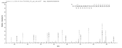 Based on the SEQUEST from database of Baculovirus host and target protein, the LC-MS/MS Analysis result of this product could indicate that this peptide derived from Baculovirus-expressed Homo sapiens (Human) FCRL6.