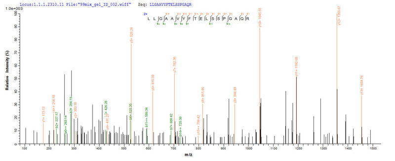 Based on the SEQUEST from database of E.coli host and target protein, the LC-MS/MS Analysis result of this product could indicate that this peptide derived from E.coli-expressed Homo sapiens (Human) LAG3.