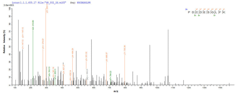 Based on the SEQUEST from database of E.coli host and target protein, the LC-MS/MS Analysis result of this product could indicate that this peptide derived from E.coli-expressed Homo sapiens (Human) EPCAM.