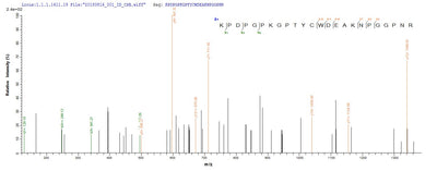 Based on the SEQUEST from database of E.coli host and target protein, the LC-MS/MS Analysis result of this product could indicate that this peptide derived from E.coli-expressed Schistosoma mansoni (Blood fluke) N/A.