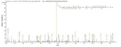 Based on the SEQUEST from database of E.coli host and target protein, the LC-MS/MS Analysis result of this product could indicate that this peptide derived from E.coli-expressed Clostridium botulinum botD.