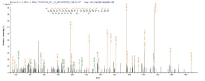 Based on the SEQUEST from database of E.coli host and target protein, the LC-MS/MS Analysis result of this product could indicate that this peptide derived from E.coli-expressed Staphylococcus aureus lukF.