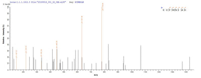 Based on the SEQUEST from database of E.coli host and target protein, the LC-MS/MS Analysis result of this product could indicate that this peptide derived from E.coli-expressed Treponema phagedenis tmpB.