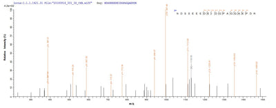 Based on the SEQUEST from database of E.coli host and target protein, the LC-MS/MS Analysis result of this product could indicate that this peptide derived from E.coli-expressed Human papillomavirus type 16 E7.