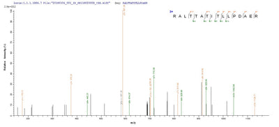 Based on the SEQUEST from database of E.coli host and target protein, the LC-MS/MS Analysis result of this product could indicate that this peptide derived from E.coli-expressed Rotavirus A (strain RVA/Human/United Kingdom/ST3/1975/G4P2A[6]) (RV-A) (Rotavirus A (strain St. Thomas 3)) N/A.