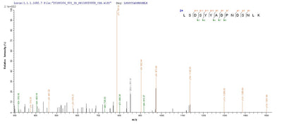 Based on the SEQUEST from database of E.coli host and target protein, the LC-MS/MS Analysis result of this product could indicate that this peptide derived from E.coli-expressed Staphylococcus aureus (strain MRSA252) clfB.