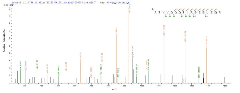 Based on the SEQUEST from database of E.coli host and target protein, the LC-MS/MS Analysis result of this product could indicate that this peptide derived from E.coli-expressed Zaire ebolavirus (strain Kikwit-95) (ZEBOV) (Zaire Ebola virus) VP35.