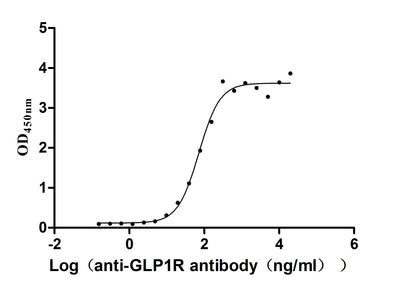 Activity Measured by its binding ability in a functional ELISA. Immobilized Human GLP1R at 2 μg/mL can bind Anti-GLP1R recombinant antibody , the EC 50 is 54.54-94.23 ng/mL.