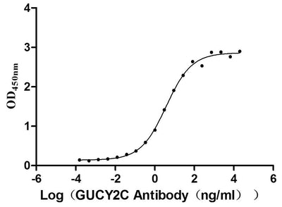 Activity Measured by its binding ability in a functional ELISA. Immobilized human GUCY2C at 5 μg/ml can bind Anti-GUCY2C recombinant antibody , the EC 50 is 3.049-4.660 ng/mL. Biological Activity Assay