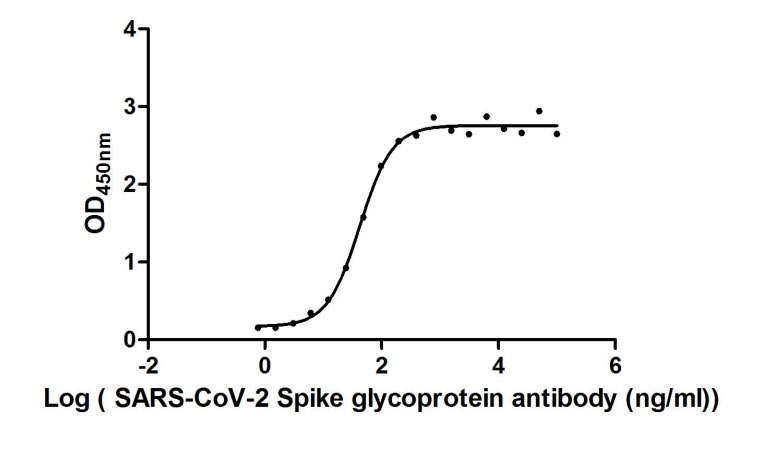 Activity Measured by its binding ability in a functional ELISA. Immobilized SARS-CoV-2-S at 2 μg/ml can bind SARS-CoV-2-S Antibody , the EC 50 of SARS-CoV-2-S protein is 36.79-48.87 ng/ml Biological Activity Assay