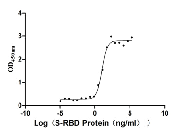 Measured by its binding ability in a functional ELISA. Immobilized human ACE2 at 2 μg/ml can bind SARS-CoV-2-S1-RBD, the EC 50 of SARS-CoV-2-S1-RBD protein is 8.363-12.82 ng/ml. Biological Activity Assay