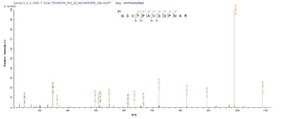 Based on the SEQUEST from database of E.coli host and target protein, the LC-MS/MS Analysis result of this product could indicate that this peptide derived from E.coli-expressed Mycobacterium tuberculosis mpt63.