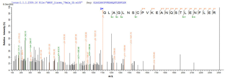 Based on the SEQUEST from database of Yeast host and target protein, the LC-MS/MS Analysis result of this product could indicate that this peptide derived from Yeast-expressed Macaca fascicularis (Crab-eating macaque) (Cynomolgus monkey) IL4.