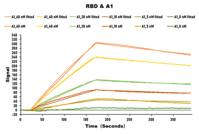 Activity SARS-CoV-2 Spike protein RBD His/Sumostar Tag  captured on COOH chip can bind SARS-CoV-2 Spike RBD Nanobody  with an affinity constant of 28.2nM as detected by LSPR Assay. Biological Activity Assay