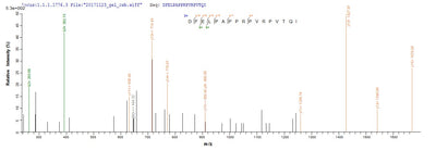 Based on the SEQUEST from database of Yeast host and target protein, the LC-MS/MS Analysis result of this product could indicate that this peptide derived from Yeast-expressed Streptomyces viridochromogenes (strain DSM 40736 / JCM 4977 / BCRC 1201 / Tue 494) pat.